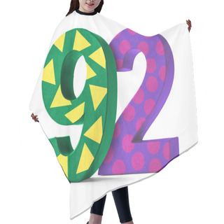 Personality  Colorful Paper Mache Number On A White Background  - Number 92 Hair Cutting Cape