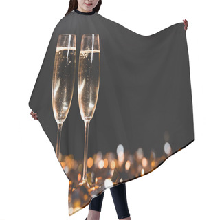 Personality  Champagne Glasses On Golden Confetti On Black For New Year Celebration Hair Cutting Cape