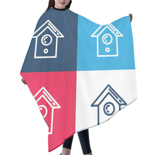 Personality  Bird House Blue And Red Four Color Minimal Icon Set Hair Cutting Cape