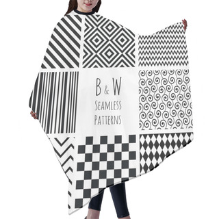 Personality  Seamless Black And White Geometric Background Set. Hair Cutting Cape