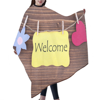 Personality  Yellow Label With Welcome Hair Cutting Cape