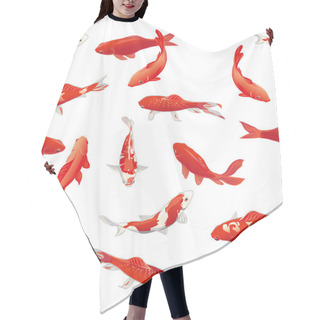Personality  Red Koi Fishes Seamless Vector Print Hair Cutting Cape