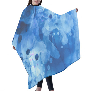 Personality  Dark Blue Splashes Of Alcohol Ink As Abstract Background Hair Cutting Cape