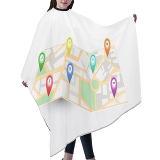 Personality  Vector Map Icon With Gps Icon Set Hair Cutting Cape