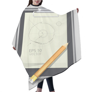 Personality  Notepad With Pencil - Vector Illustration Hair Cutting Cape
