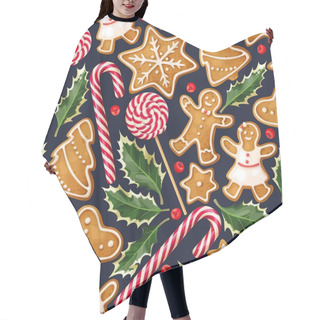 Personality  Winter Seamless Patterns With Gingerbread Cookies Hair Cutting Cape