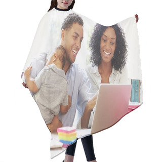 Personality  Parents With Baby Working Hair Cutting Cape