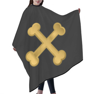 Personality  Bones Crossed Gold Plated Metalic Icon Or Logo Vector Hair Cutting Cape
