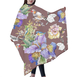 Personality  Flowers And Birds Seamless Pattern Hair Cutting Cape