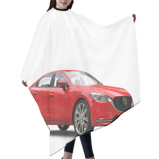 Personality  Red Mazda 6 2018 - 2021 Model - Beauty Shot - 3D Illustration - Isolated On White Background Hair Cutting Cape