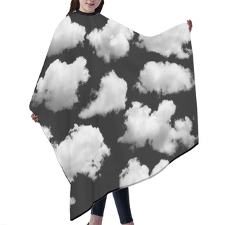 Personality  Set Of Isolated Clouds Over Black. Hair Cutting Cape