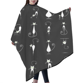 Personality  White Cat Silhouette Collections Hair Cutting Cape
