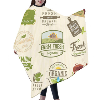 Personality  Set Of Fresh Organic Labels And Elements Hair Cutting Cape