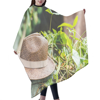 Personality  Vintage Brown Straw Hat On Rock In Jungle Hair Cutting Cape