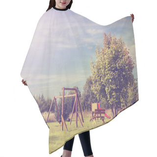Personality  Retro Vintage Style Picture Of Playground In Park. Hair Cutting Cape