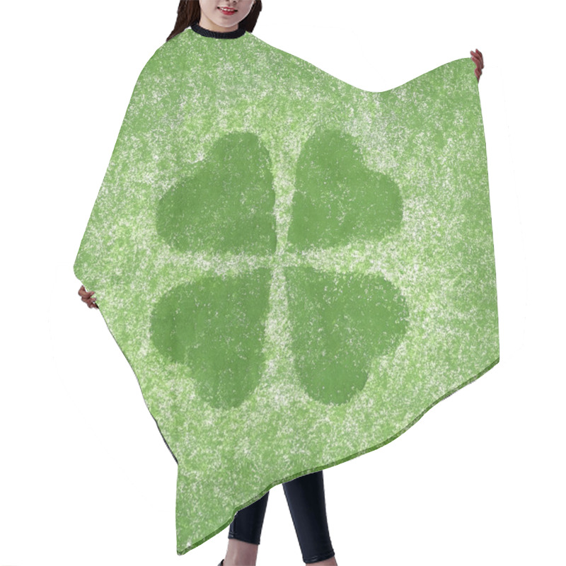 Personality  Clover with four leaves in grunge style hair cutting cape