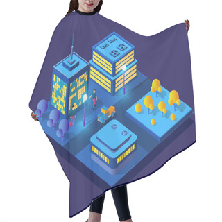 Personality  Isometric Ultra City Concept Of Violet Style Hair Cutting Cape