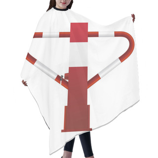Personality  Red And White Steel Barrier With Lock Hair Cutting Cape