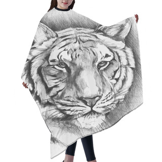 Personality  Black And White Painted Tiger Hair Cutting Cape