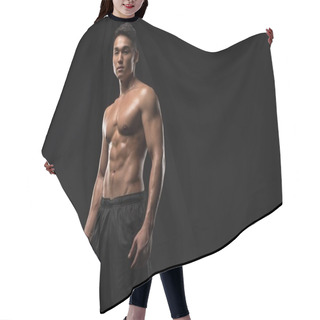 Personality  Shirtless Muscular Asian Man Hair Cutting Cape