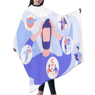 Personality  Anxiety Concept Vector Illustration Hair Cutting Cape