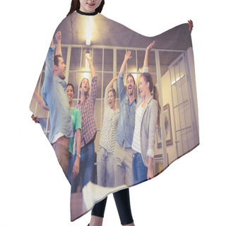 Personality  Creative Business Team Waving Their Hands Hair Cutting Cape