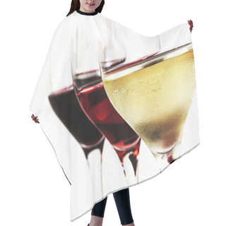Personality  Wine Glasses Over White Hair Cutting Cape