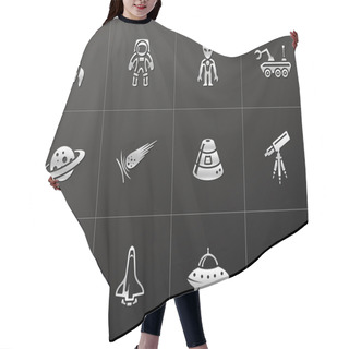 Personality  Space Related Icons In Single Color Hair Cutting Cape