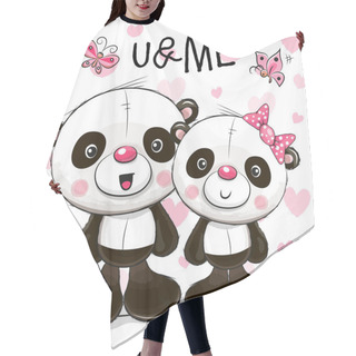 Personality  Two Cute Cartoon Pandas Hair Cutting Cape