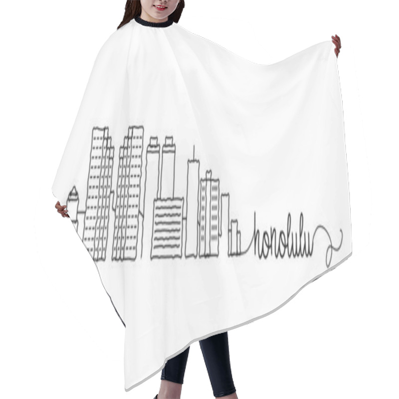 Personality  Honolulu City Skyline Doodle Sign hair cutting cape