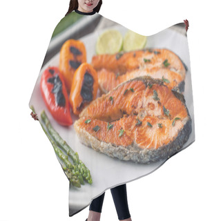 Personality  Salmon With Mixed Vegetables Hair Cutting Cape