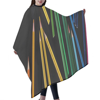 Personality  Panoramic Shot Of Rainbow Gradient Made With Color Pencils Isolated On Black Hair Cutting Cape