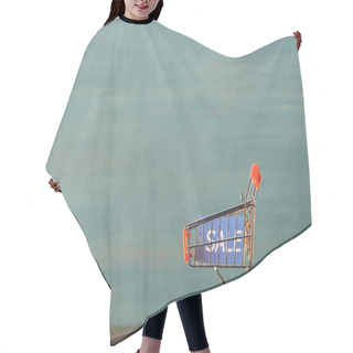 Personality  Small Shopping Cart With Sale Sign Hair Cutting Cape