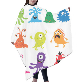 Personality  Set With Colorful Funny Characters Monsters Hair Cutting Cape