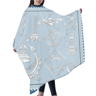 Personality  Set Of Graphic Illustration With A Nautical Theme 3 Hair Cutting Cape