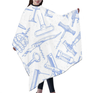 Personality  Seamless Pattern With Different Corkscrews Hair Cutting Cape