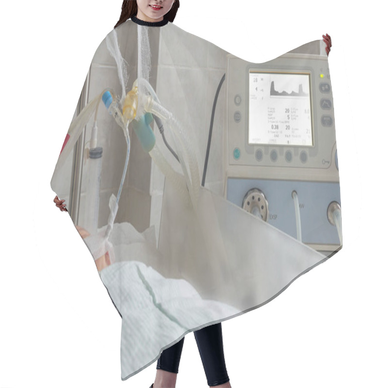 Personality  Newborn Baby On Breathing Machine In Neonatal Intensive Care Unit Hair Cutting Cape