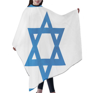 Personality  Close Up Of Blue Star Of David On National Flag Of Israel  Hair Cutting Cape