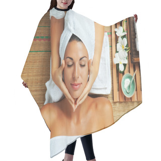 Personality  Woman On Spa Hair Cutting Cape