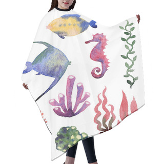 Personality  Different Sea Shells, Corals And Starfish Hair Cutting Cape