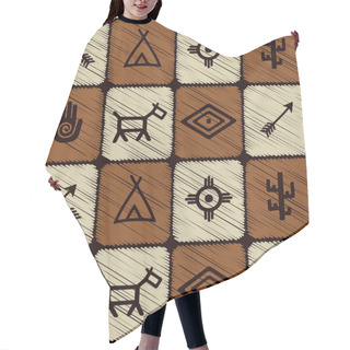 Personality  Seamless Background With Native American Symbols Hair Cutting Cape