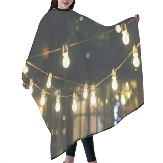 Personality  Outdoor Party String Lights Glowing At Night Hair Cutting Cape