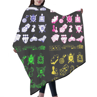 Personality  Game Icons Sketch Set Hair Cutting Cape