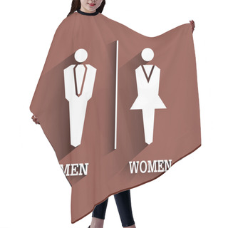 Personality  WC Sign. Toilet Symbol. Male And Female With Long Shadow. Hair Cutting Cape