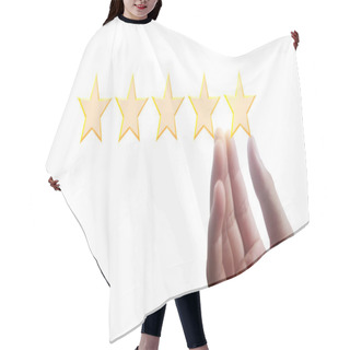 Personality  Hand Of Touching Rise On Increasing Five Stars. Increase Rating Evaluation And Classification Concept Hair Cutting Cape