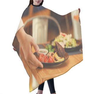 Personality  Waiter Serving Meals Hair Cutting Cape