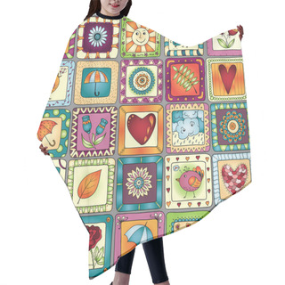 Personality  Geometric Seamless Patchwork Style Pattern. Hair Cutting Cape