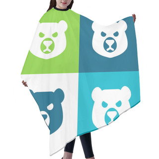 Personality  Bear Head Flat Four Color Minimal Icon Set Hair Cutting Cape