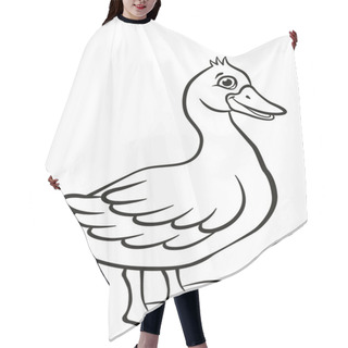 Personality  Little Cute Duck Stands And Smiles. It`s Happy.  Hair Cutting Cape