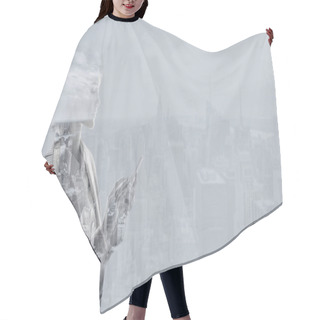 Personality  Double Exposure Of Businesswoman Using Smartphone And New York Cityscape Hair Cutting Cape